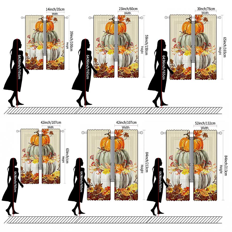 Christmas Pumpkin Maple Leaf Printed Curtains Decorations Home Room Curtain Polyester