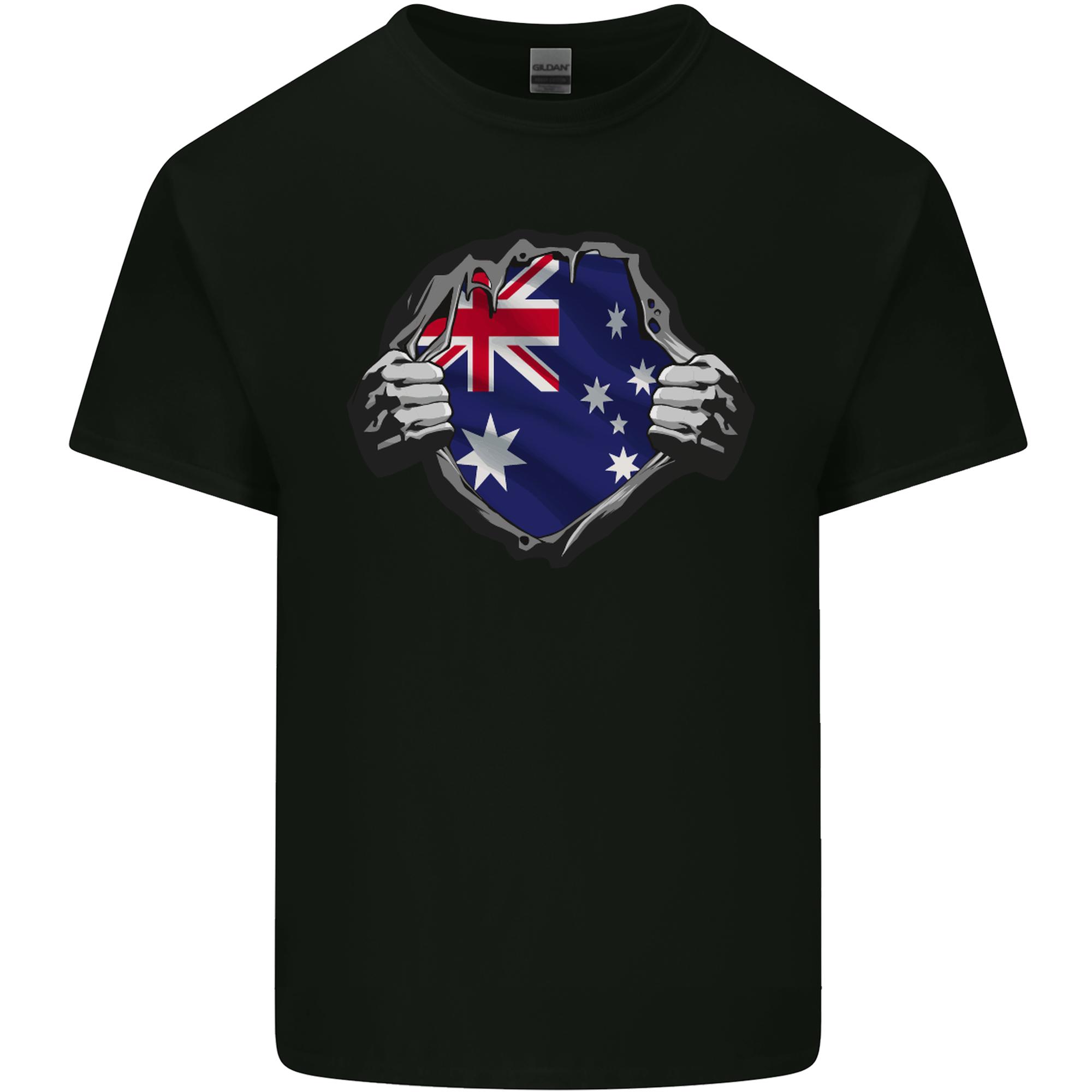 Australian Flag Ripped Australia Day Gym Unisexs Light Cotton TShirt S