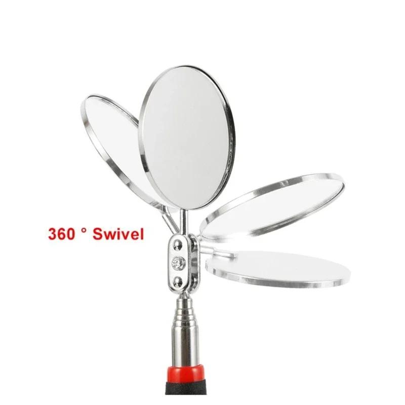360° LED Light Telescoping Mirrors Extend Mechanic Tools Inspection Mirror Telescopic Handle Repairing Tools