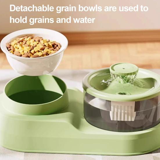 

Cat Water And Food Dispenser 2-in-1 Automatic Cat Feeder 1L Cat Water Fountain And Food Bowl Set for Indoor Cats Small Dogs рожевий