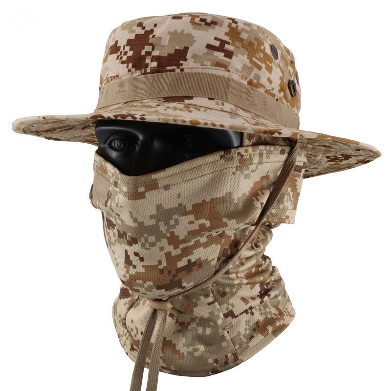Camouflage Boonie Cap & Balaclava Set, Foldable Soft Wide Brim Hat Sunscreen Caps for Outdoor Hunting Fishing