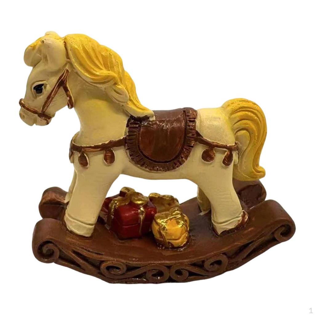 Small Christmas Rocking Horse Decor Animal Statue Collectible Sculpture for Anniversary Bedroom