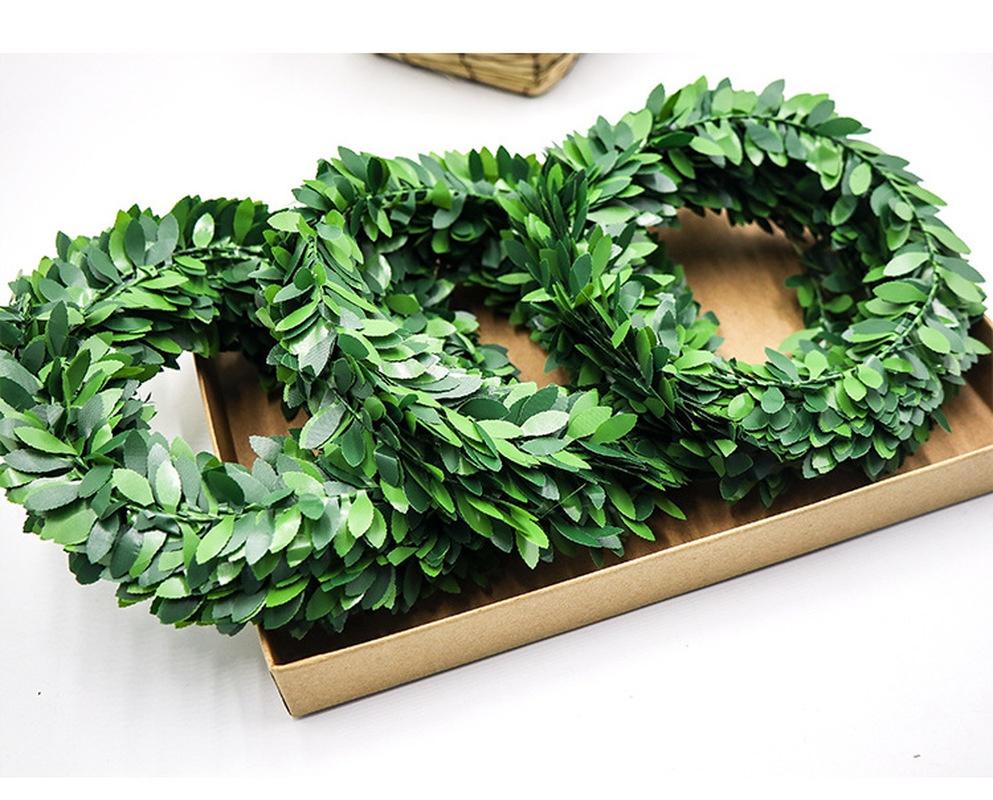 Neu Neue 7,5 M Künstliche Seide Kranz Green Leaf Eisen Draht Künstliche Blume Reben In Rattan für Die Auto Dekoration DIY Hochzeit Blume