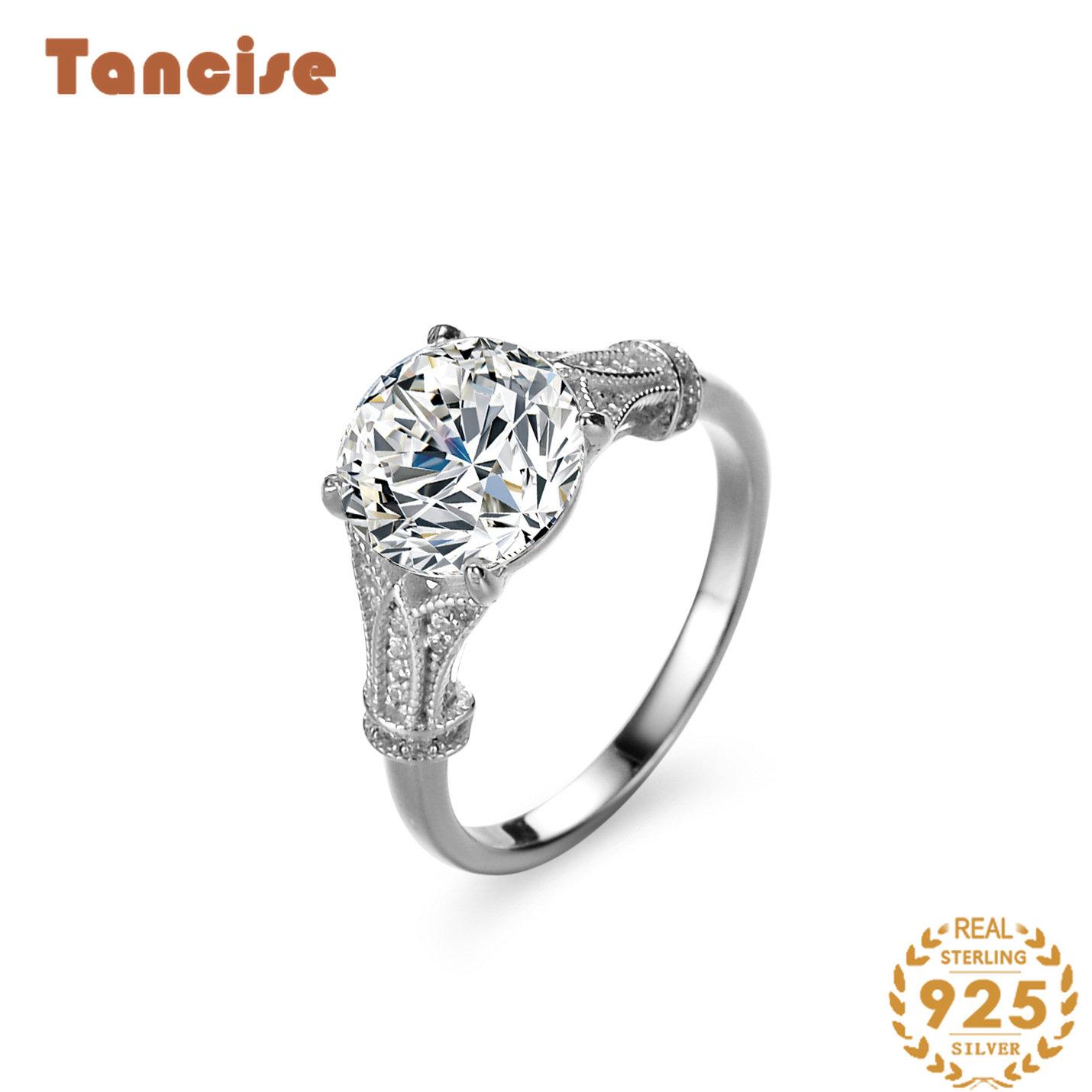 Tancise Classic Moissanite Sudraba Gredzens Sieviešu Rotaslietas Kāzu solījuma ballītes dāvana_voghion.com