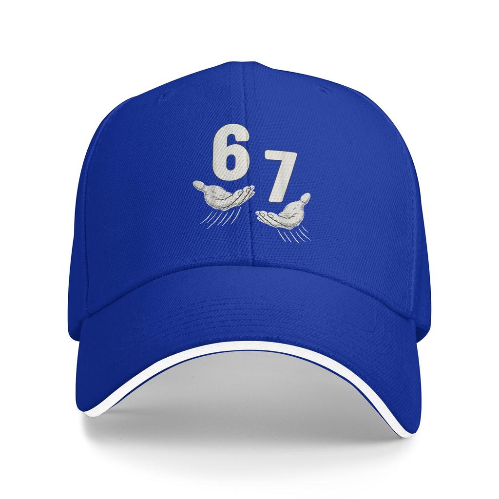 Six Seven 67 6 7 67 6-7 Meme Hands Funny Baseball Cap Tennis Skate Adjustable Trucker Hat Unisex Casual Design Baseball Caps