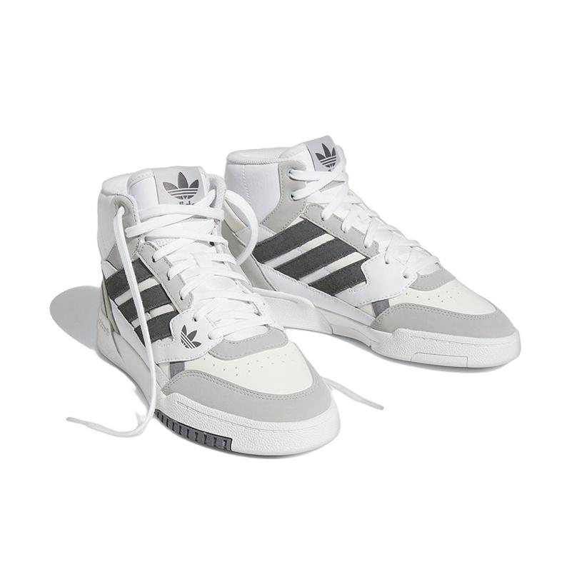 adidas Originals Drop Step Leather Comfortable Trendy Slip Resistant Durable Lightweight High Top Skate Shoes Women Sneaker White Gray FZ5718