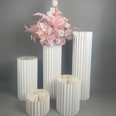 Folding Wedding Dessert Table Display: Roman Column Aisle Markers & Decorative Origami Pillars