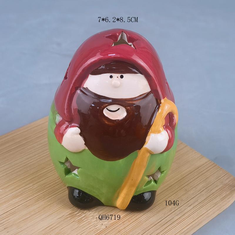 European Ceramic Christmas Doll Candle Room, Santa Claus Candle Holder Ins Wind Candle Holder Home Aromatherapy Decoration bearded arabian candle holder