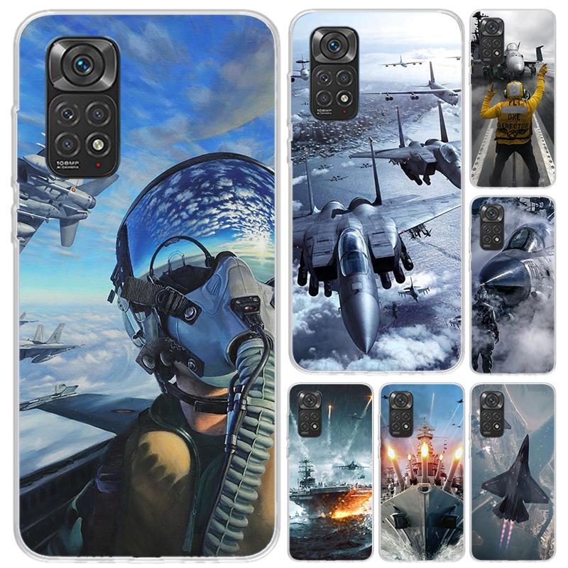 Military Aircraft Warship Fighter Phone Case for Xiaomi Redmi Note 15 14 14S 13 12S 12 Pro 11S 11 Plus 11T 11E 10S Soft Funda Pr