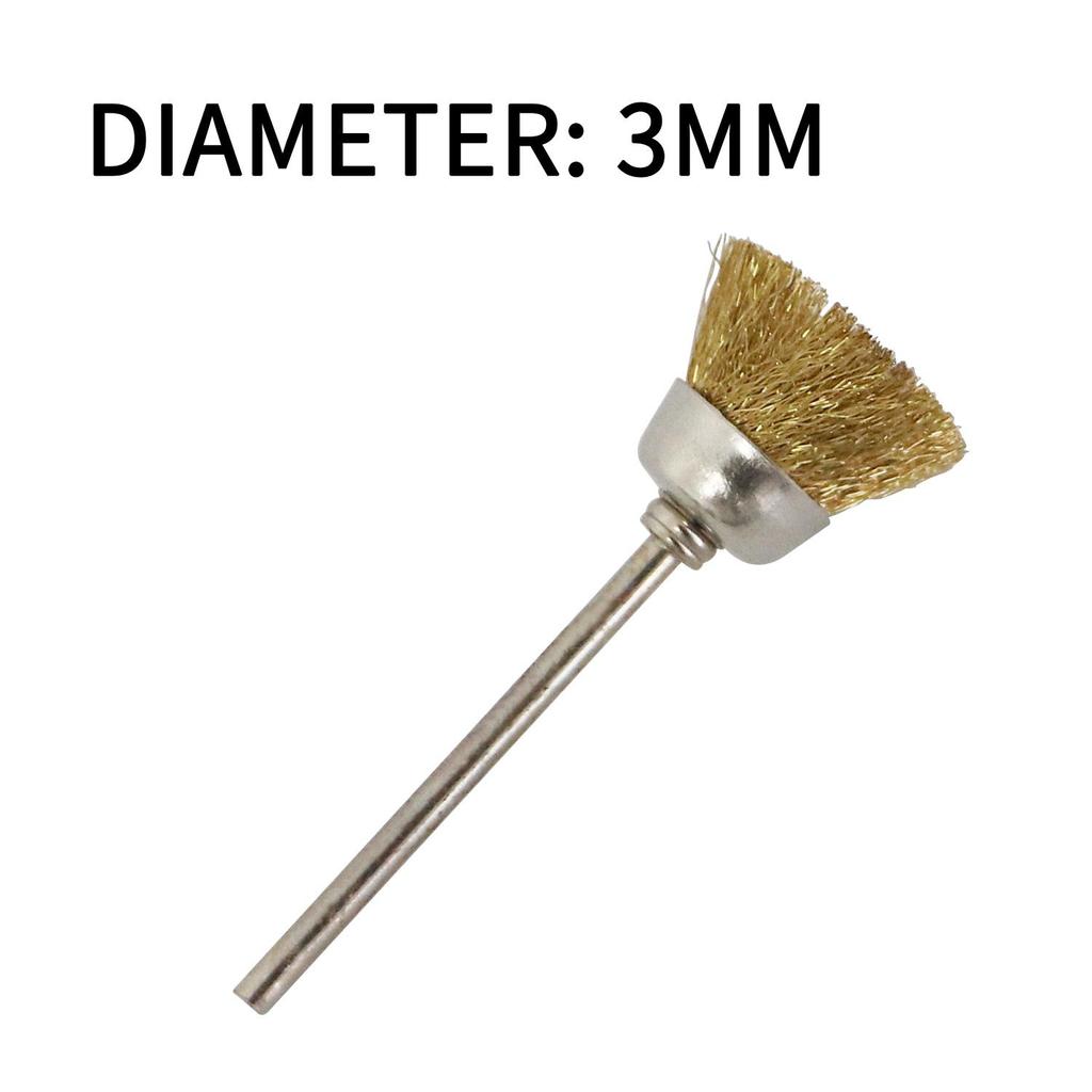 Draht-Radbürsten-Set, einschließlich Drahtbürsten-Set aus Messing und Stahl  (2,35/3 mm) Schaft für Zubehör, rotierende Werkzeuge, Polier- und Reinigungswerkzeuge