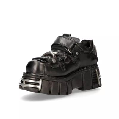 NUOVE Sneakers da Donna Stile Punk Piattaforma Piattaforma Punta Metallica Sneakers Chunky 2024 Design Rock Scarpe Nere Scarpe Casual da Sfilata