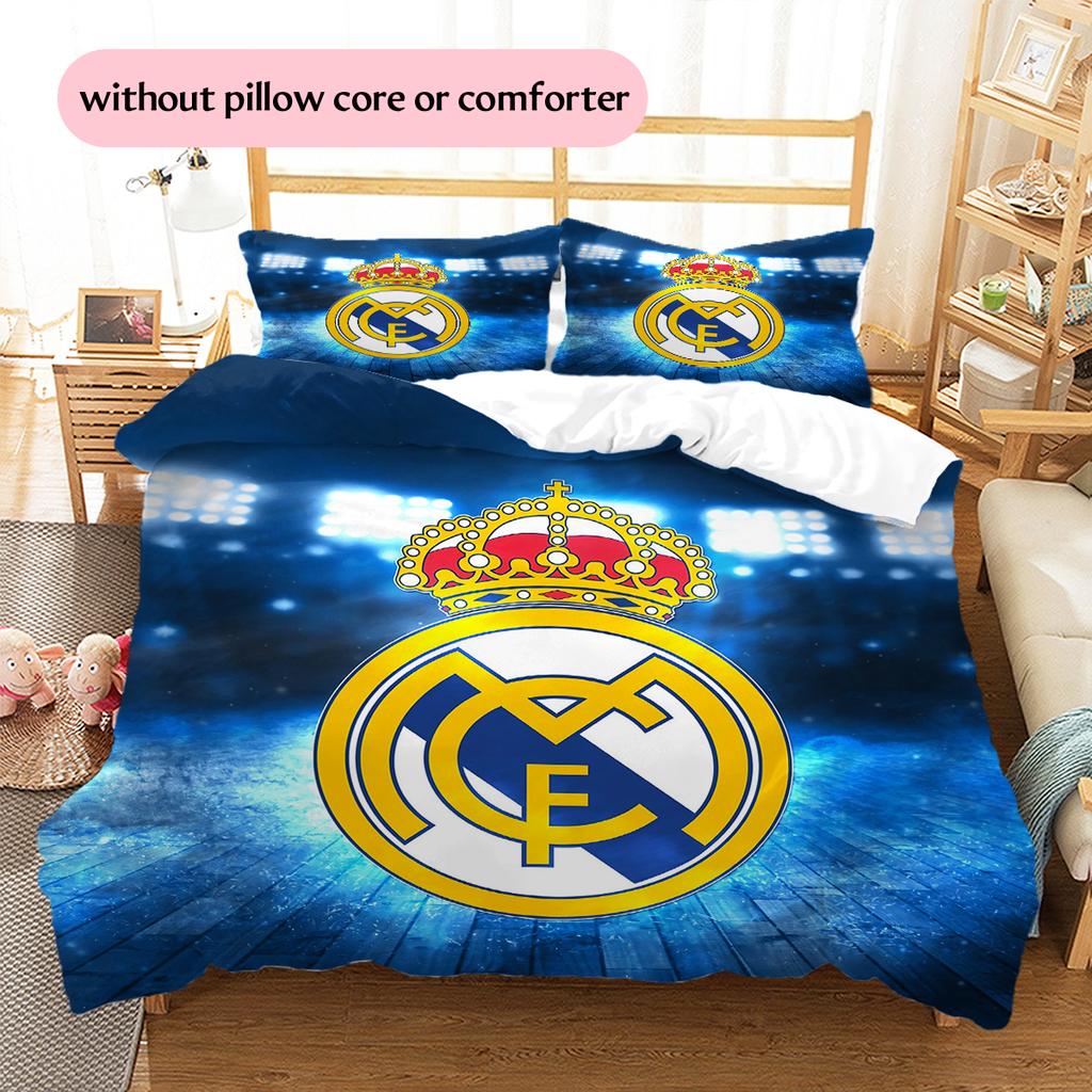 Madrid team Pattern Bedding Home Decoration Birthday Gift (1 * duvet cover + 2 * pillowcase, without core)