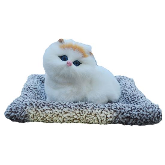 Simulovaná kočičí hračka s podložkou z bambusového uhlí pro odstranění zápachu, mňoukající plyšové kotě, vycpané zvířátko, panenka, domácí kancelář, stolní dekorace, ozdoba