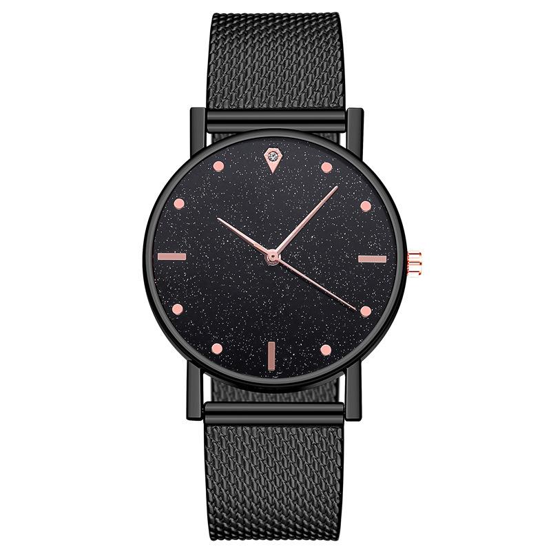 Strap Silicone Women Watch With Starry Sky Design Fashionable Quartz