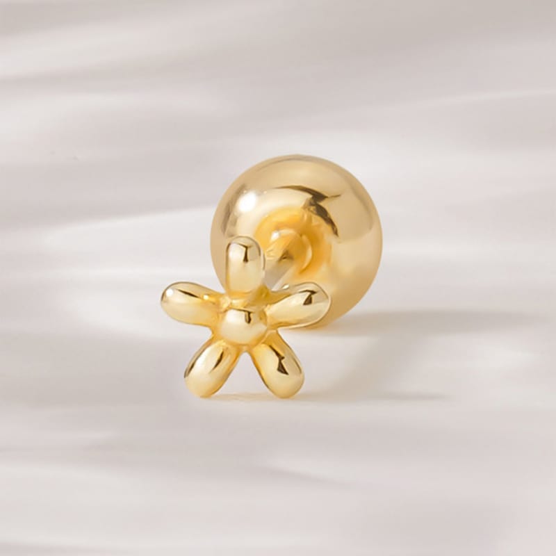 

JEWNEL 14K Kalandiva Ultra Mini Ball Flower Piercing Earrings Earrings (1 pair)