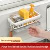 Wall-Mounted Retractable Kitchen Rack: No-Drill Dishcloth Holder, Spice Shelf, and Sink Drain Basket