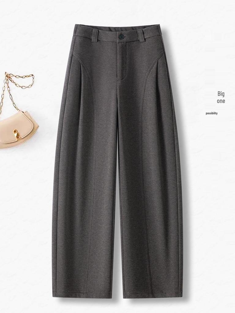 Woolen High-Waisted Wide-Leg Pants for Women - Autumn/Winter 2025, Casual Loose Fit, Thickened Drape.