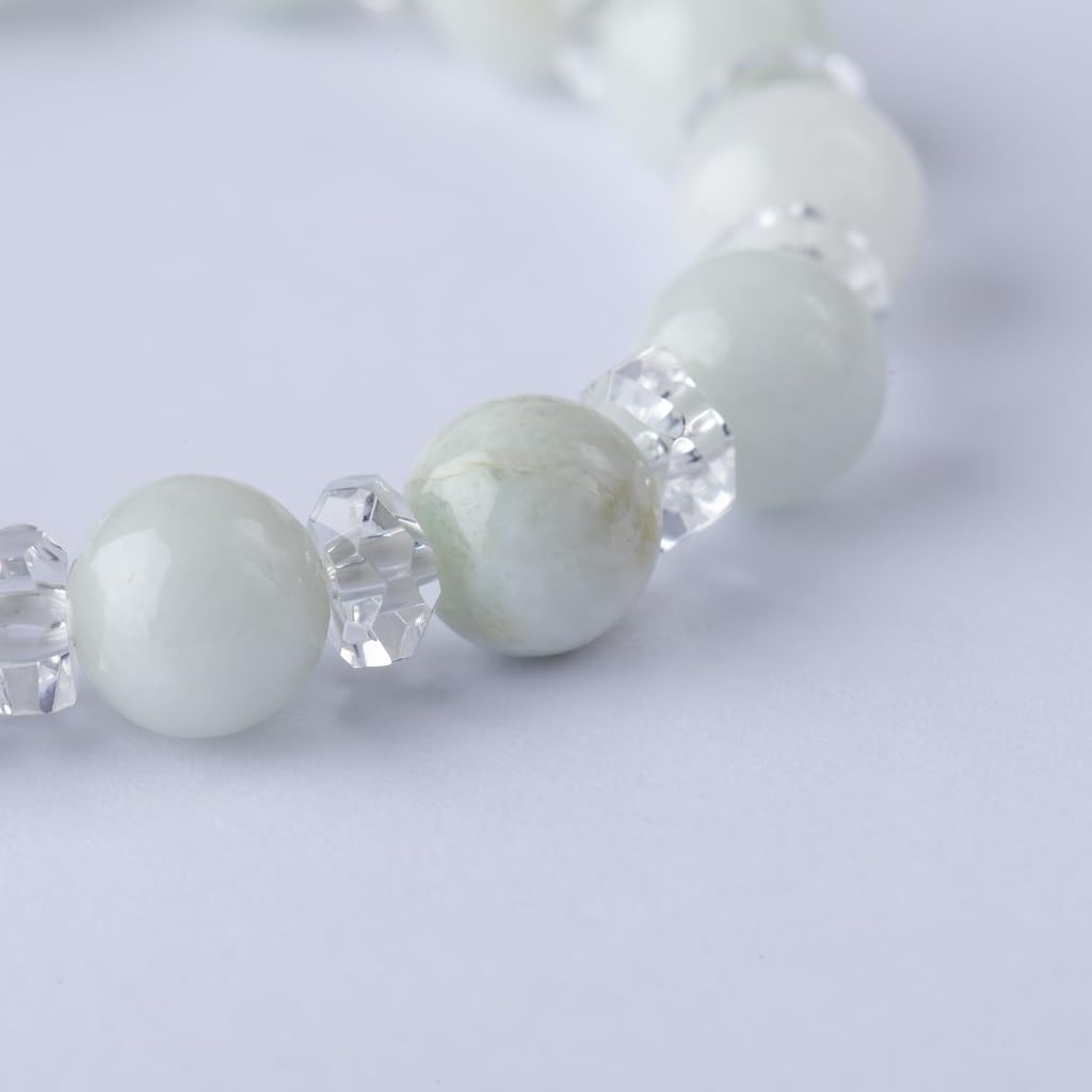 13cm Itoigawa Natural Jadeite White with Japanese National Jomon Power Stone Jadeite Workshop Special Paulownia Wood Quality Guarantee ABR0901 (8mm