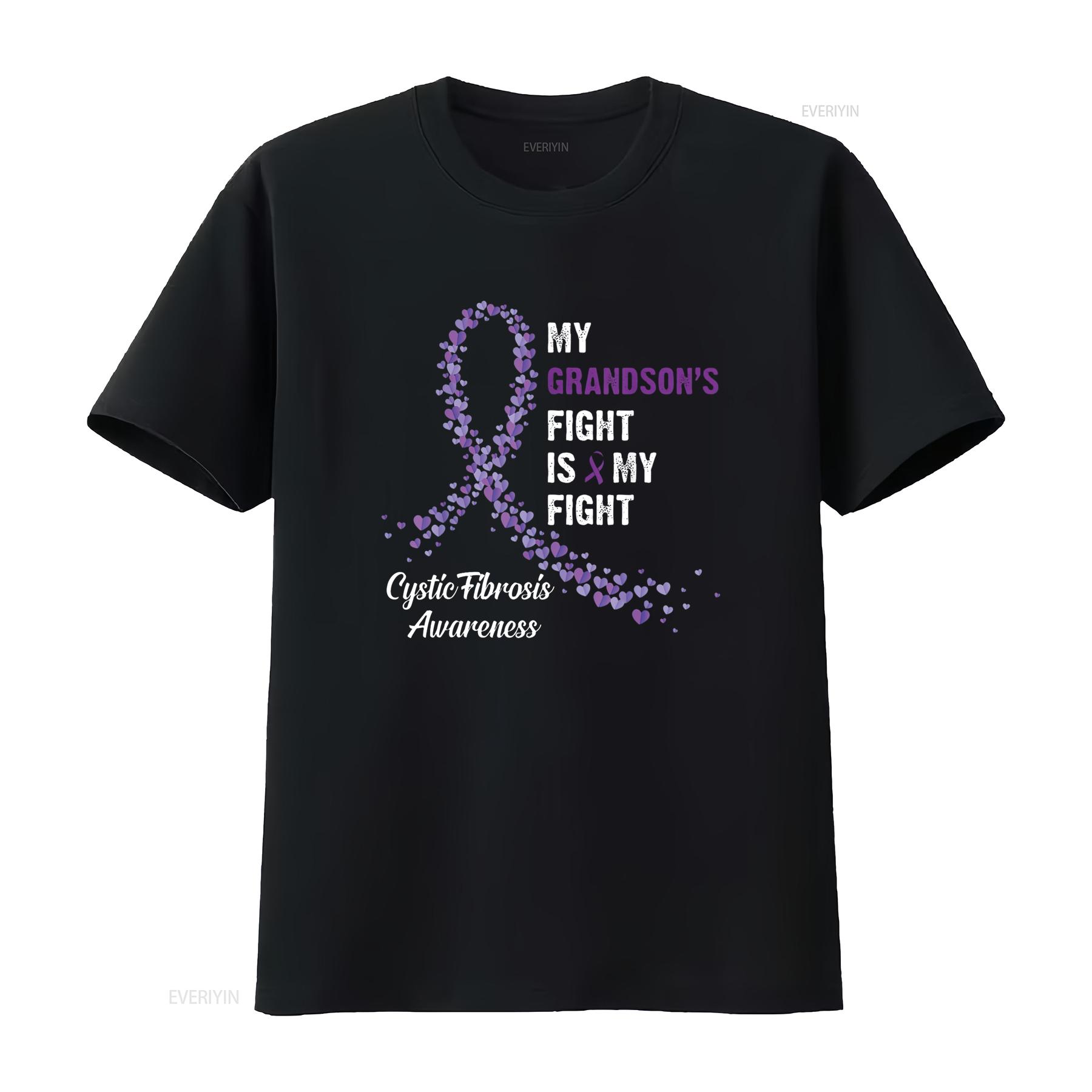 

Womens My Grandson s Fight Cystic Fibrosis Awareness T Shirt Black 2X Large vintage Washed graphic Breathable Stylish 4XL