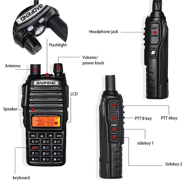 Baofeng UV-82 Dual PTT Walkie Talkie High Power 8W UV82 Dual Band VHF UHF FM Amateur Radio Station 10KM Lange Ham CB Radio