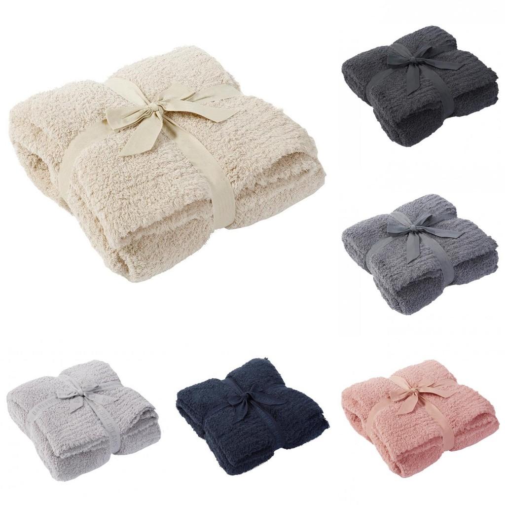 Polyester Knit Solid Color Furniture Blanket For Couch And Bed