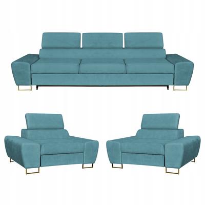 Bosso Lounge Furniture Set 3-seater Sofa Blue Armchairs Family Furniture
