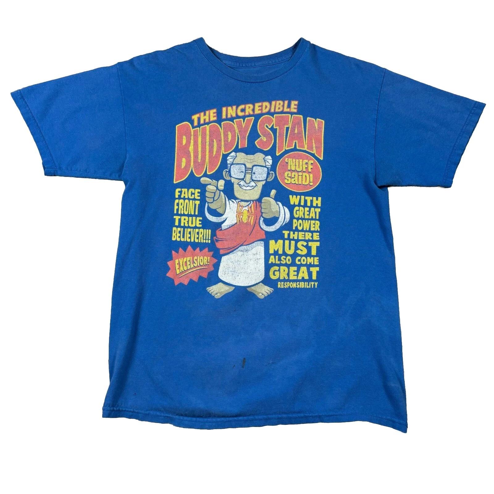 

Stan Lee Shirt Mens Small Blue VTG Comic Con Exclusive Buddy Stan Spiderman 3XL