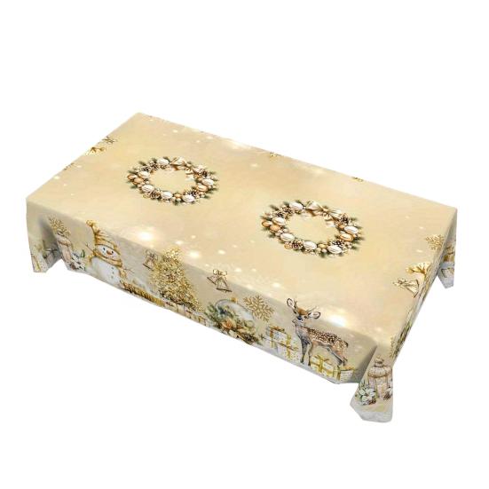 Christmas Tablecloth Winter Snowman Xmas Tree Wreath Design Rectangle Tablecloths Washable Fabric Table Cover