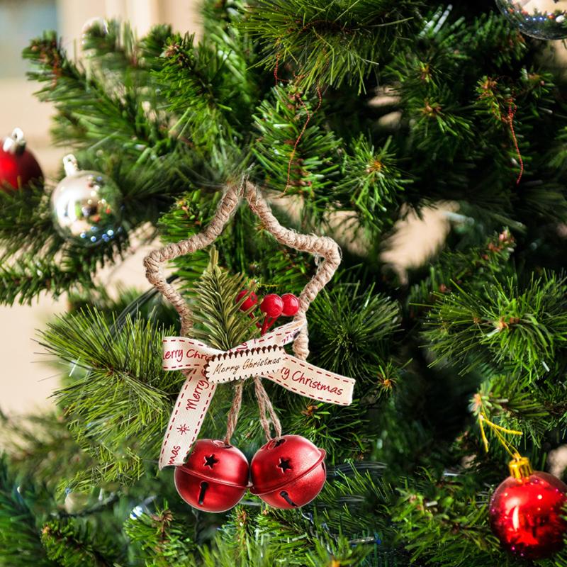 15.5x9.5cm Hollow-out Five-pointed Star Cute Door Hanging Xmas Atmosphere Pine Berry Design Home Decor Multi-Color