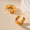 Brass Plated 18k Gold Simple Solid C Shape Stud Earrings