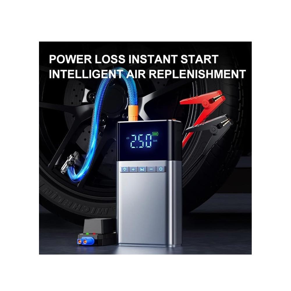 Portable Car Jump Starter with Air Compressor 12000mah Battery Jumper Starter Pack with 150PSI Auto Tire Inflator 12V Jump Box Battery Booster Smart