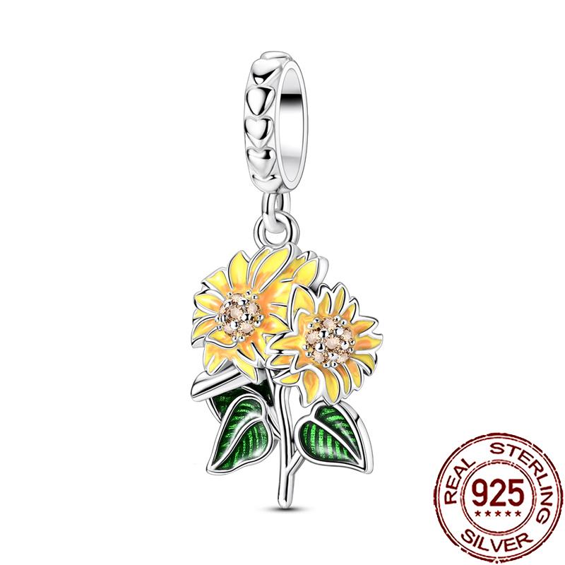 New Charms Copper Colorful Plant Flower Fruit Charm Beads Fit Snake Chain Bracelet Necklace Women Diy Jewelry