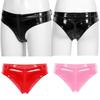 Womens Lingerie Zipper Open Crotch Underwear Wet Look Patent Leather Booty Shorts Femme Low Waist Hot Briefs Panties Clubwear