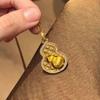 New Chinese Style Rhinestone Carved Gourd Pendant Necklace for Women
