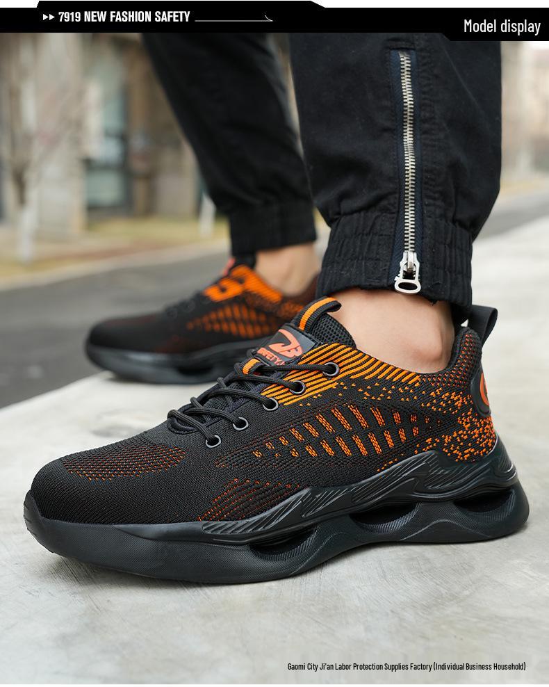 Flyknit Wear-Resistant Steel Toe Work Shoes - Men's Anti-Smash, Anti-Puncture, Soft Sole, Comfortable