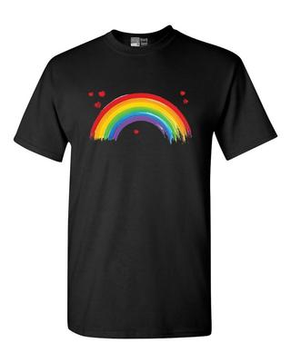 Rainbow Colors Love Heart DT Adult T-Shirt Tee Unisex T-Shirt