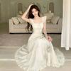 Gentle temperament suspender dress female summer first love pure white moonlight slim waist thin fresh and sweet skirt