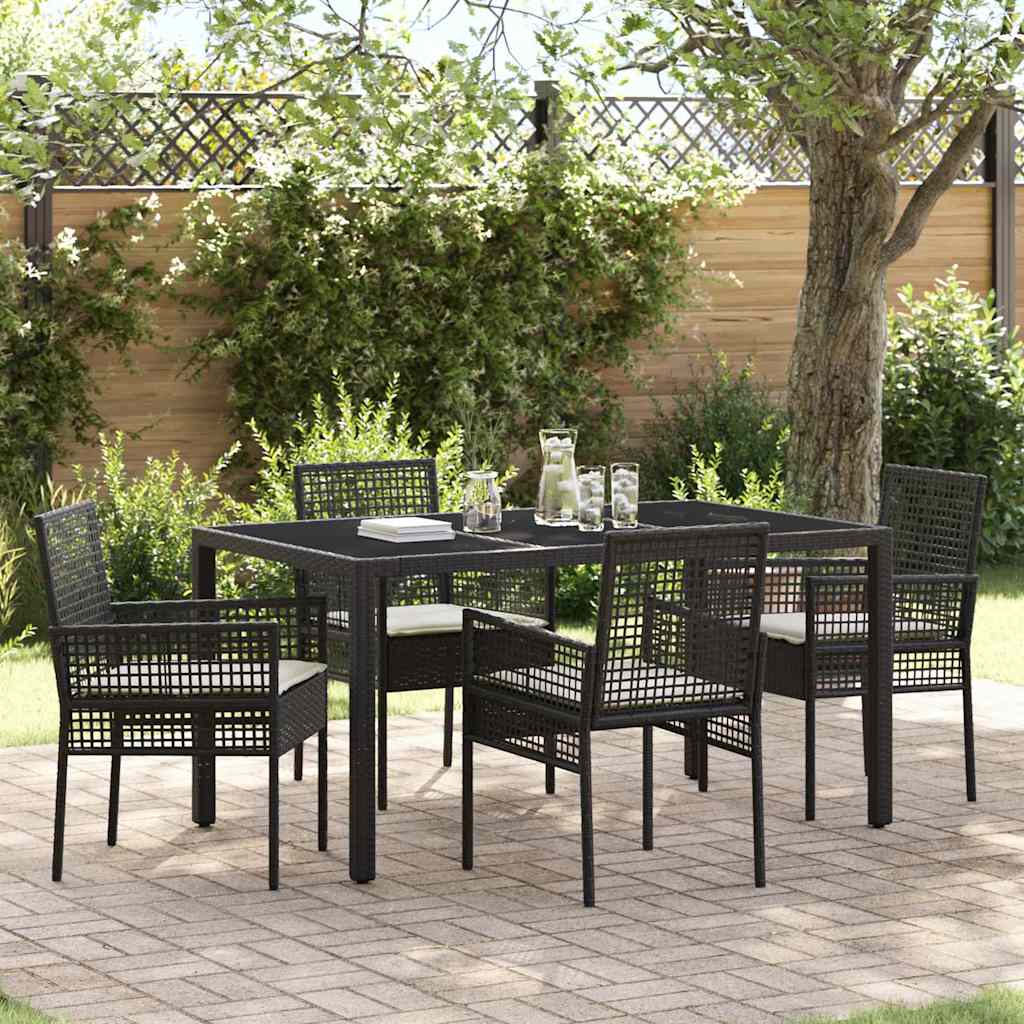 Garden Dining Set 5 pcs Black Poly Rattan