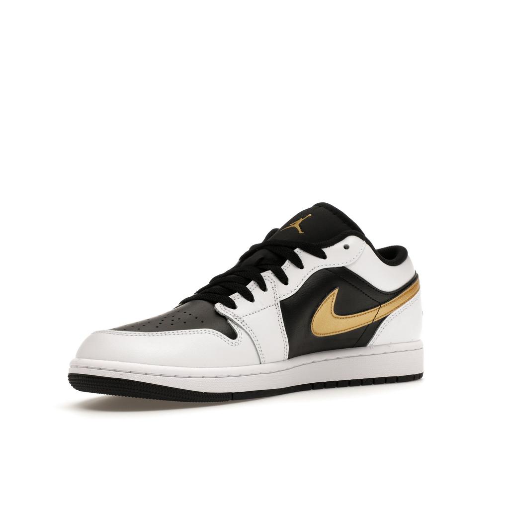 Air Jordan 1 Low Gold Swoosh Men Sneakers White Black Metallic-Gold 553558-172