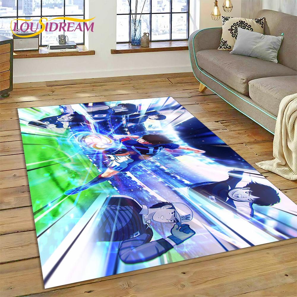 3D Cartoon Captain Tsubasa Fußballteppich für Schlafzimmer Wohnzimmer Heimsofa Dekoration, Kinderspiel Große Dekor Bodenmatte