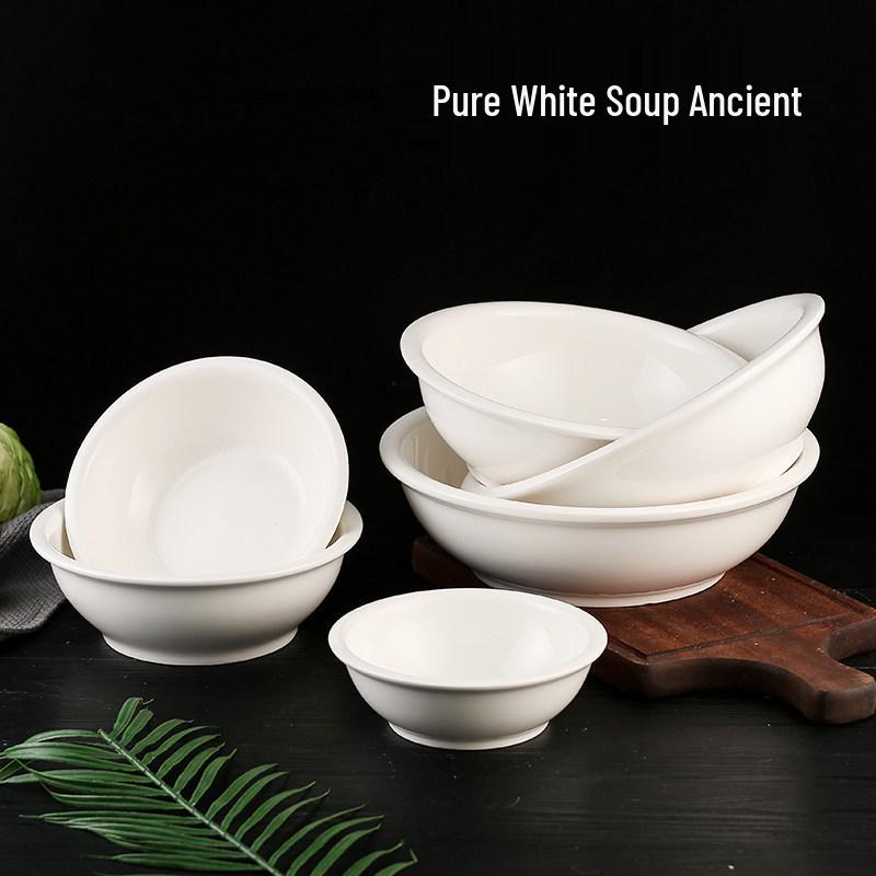 Large Pure White Ceramic Soup Bowl for Home or Restaurant.