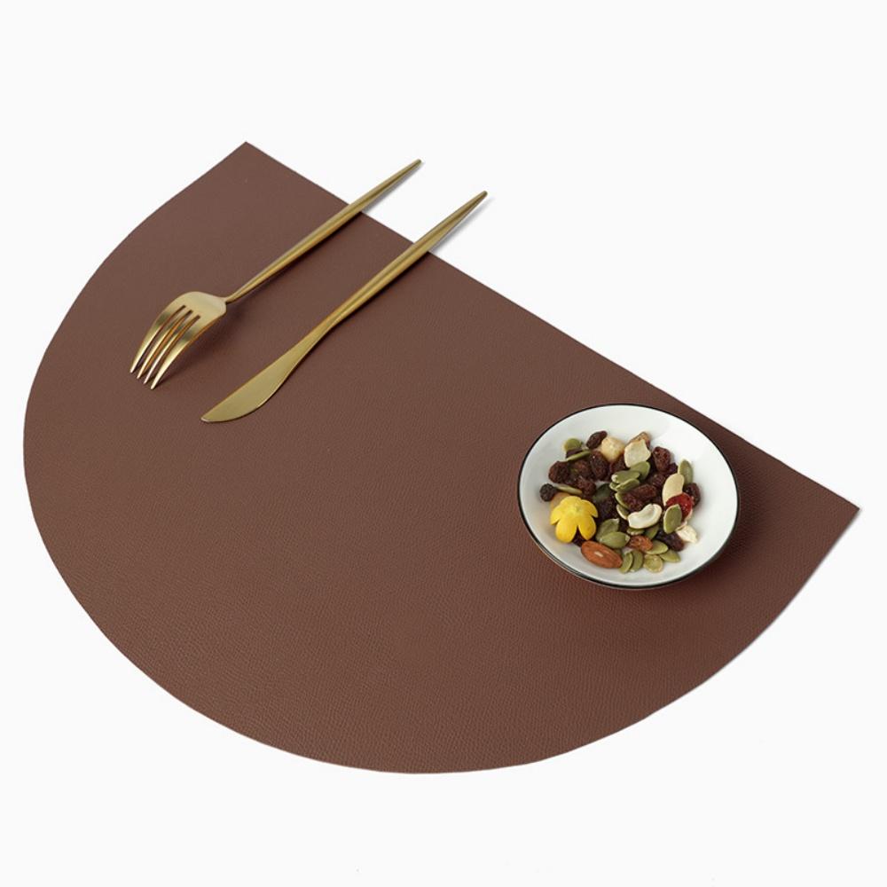 

Nordic Oval Leather Insulated Placemat Waterproof Oil Resistant PU Trimmable Table Mat Creative Table Decoration and Accessories 42x28cm&Oval кофейный