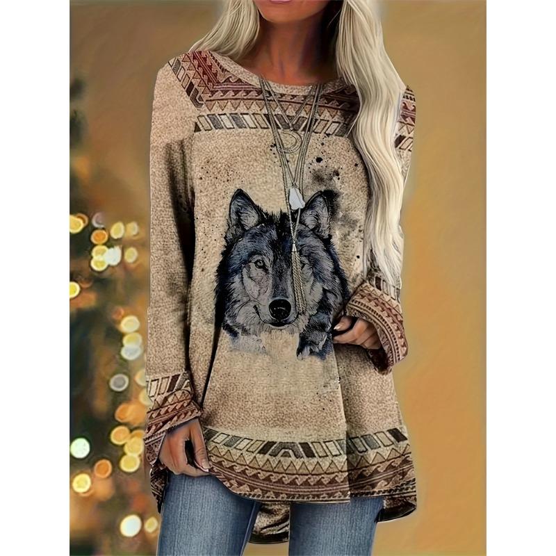 T-shirt da Donna Manica Lunga Stile Etnico Retrò Top Manica Lunga da Donna con Stampa Dreamcatcher Indiano T-shirt Casual Quotidiana Elegante
