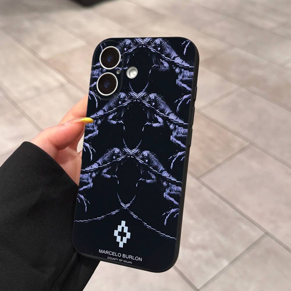 M-MARCELO B-BURLON For IPhone 17 16 15 14 13 12 11 Pro Max 13 17Air Shockproof Soft Phone Cases Coque