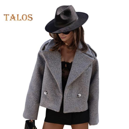 Fall Winter Women Jacket Turn-down Collar English Style Chest Pockets Windproof Outwear Single-breasted Solid Color Button Closure Commuting Daily