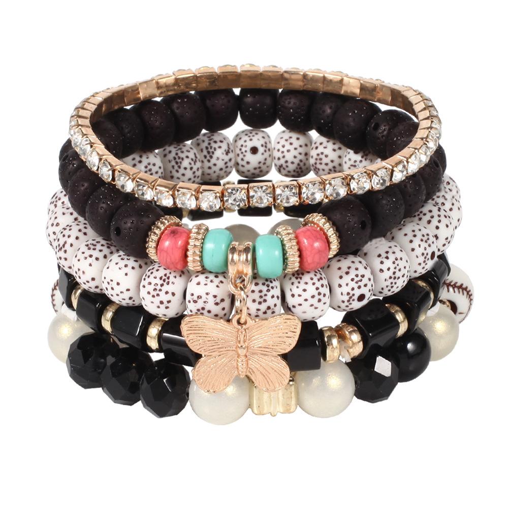 JYL TS Bracelet Bohemian Halloween  Skull Corn Beads Ignites Festivity Black мясо коричневый