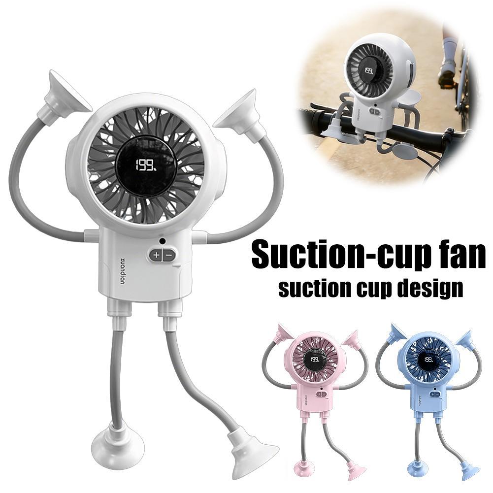 Portable Handheld Fan Dual Modules 199 Level Adjustable Wind Speed Mist Fan With Suction Cup Flexible Legs