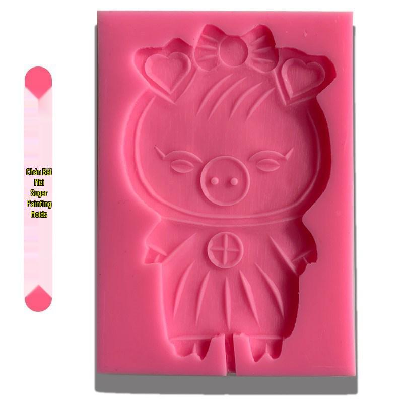 Zodiac Animal Silicone Mold Set: Cartoon Sugar Painting Lollipop Cow Template.