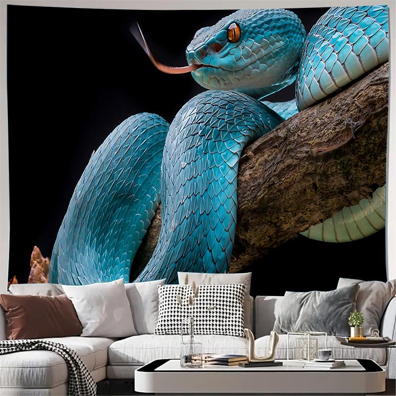 Arazzo da Parete Animale Serpente Blu Fauna Selvatica Lavabile in Lavatrice Decorazione per Tutte le Stagioni Stampa Artistica Design Naturale HomenontoxicMateriali Durevoli