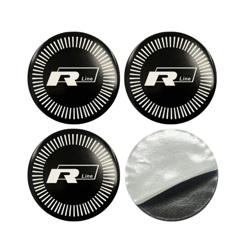 2026 Hot For VW VOLKSWAGEN 4pcs 56/60/65mm Car Wheel Center Stickers for Volkswagen Rline Golf Scirocco Variant Touareg Lamando